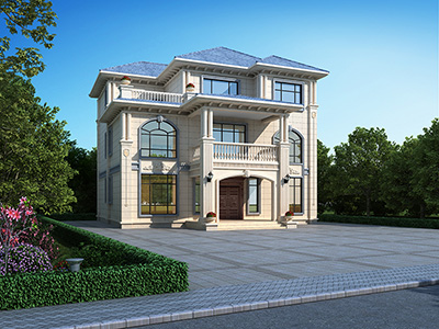 三层欧式自建房设计图，别墅户型图欣赏。